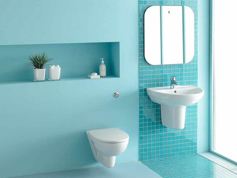 Phòng tắm sơn màu xanh ngọc