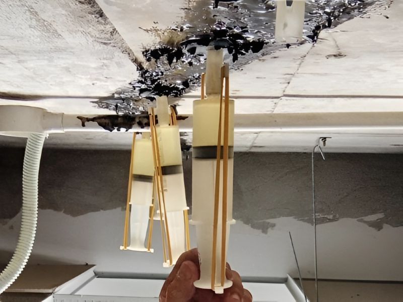 Dùng xi lanh bơm keo Epoxy xử lý nứt trần nhà