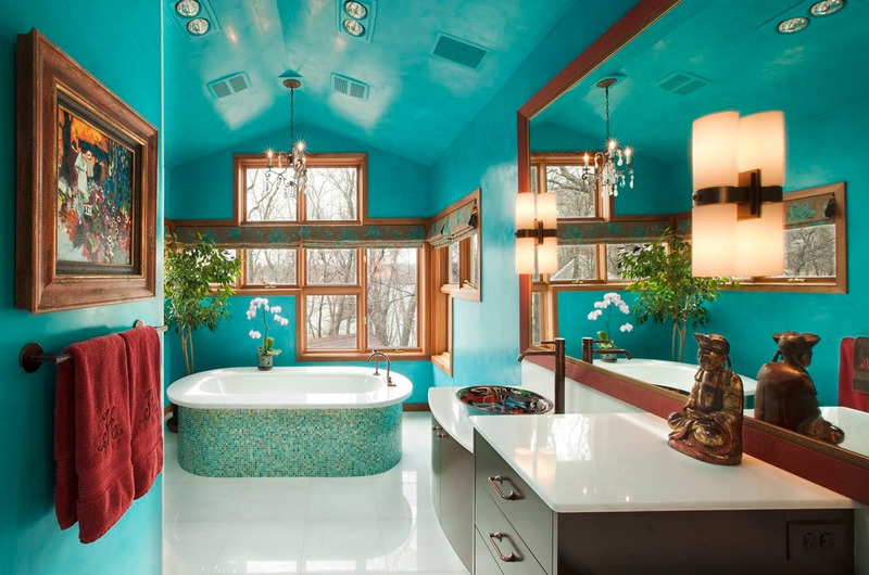 ​​​​​​​Phối màu sơn nhà xanh ngọc với vật dụng nội thất